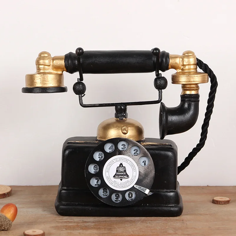 

NEW Wholesale China European Retro Antique Old Fashioned Resin Telephone Ornaments Desktop Crafts Home Interiors Decor