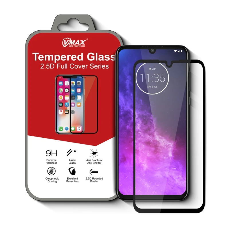 

2.5D Full cover tempered glass smart phone touch screen protector For Motorola One zoom