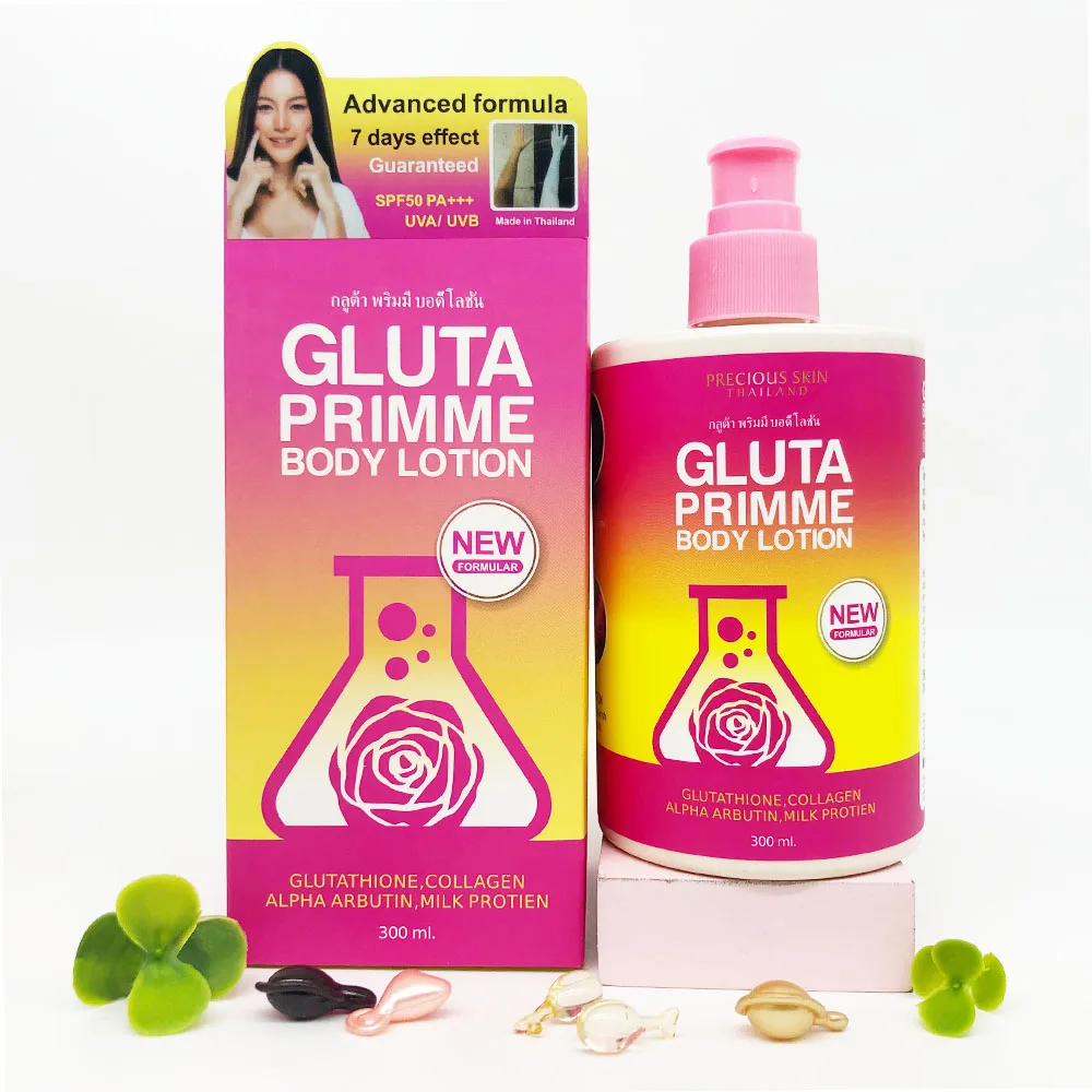 

Gluta Primme Body Lotion New Formular 7 Days Effect Intensif Whitening Glutathione Collagen Alfa Arbutin Milk Protien 300ML