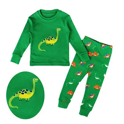 

Baby Boy Girl Dinosaur Clothes Pajamas Set Kid Nightwear Sleepwear Home wear Green Color 1-7T