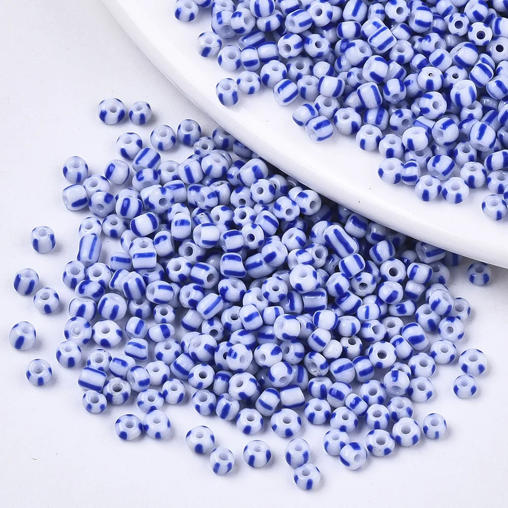 

Pandahall 8/0 Opaque Striped Round Glass Seed Beads