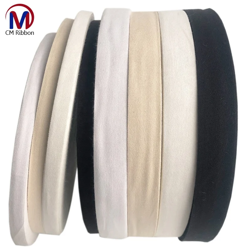 

Wholesale 10mm-30mm 100% Cotton Fine woven cotton tape tapes Webbing cotton for bags garment Bag Strap, 4 colors