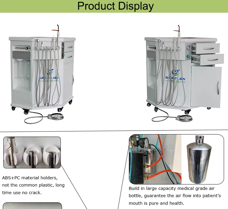 Portable Mobile Dental Cabinet Unit with Built-in Air Compressor