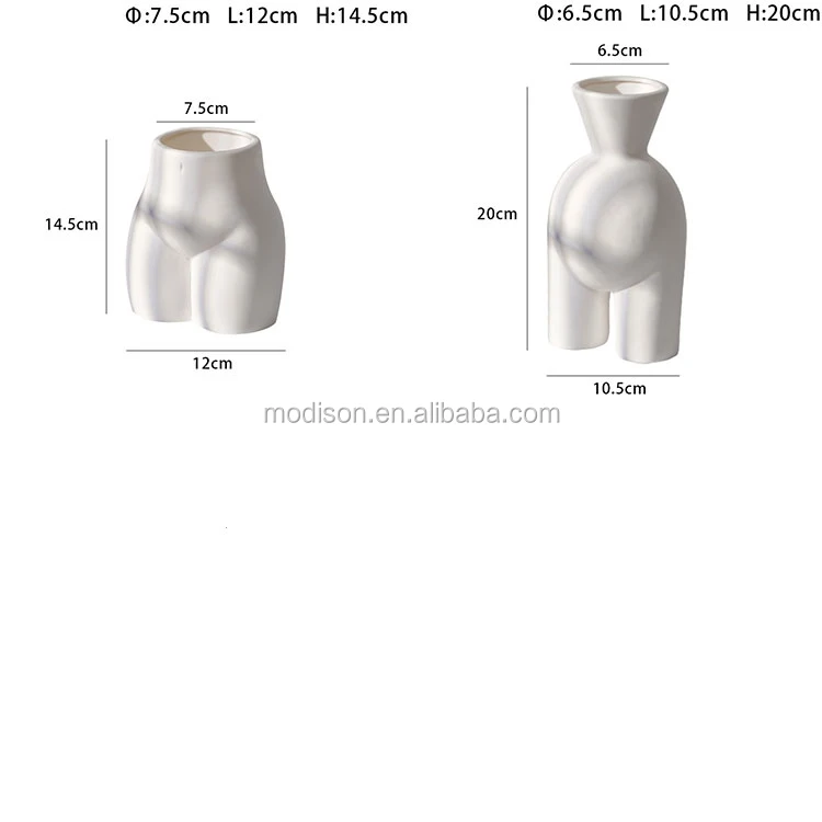 Abstract Human Body Creative Ceramic Handmade Vase Flower Art Crafts Modern Half-length Vase 