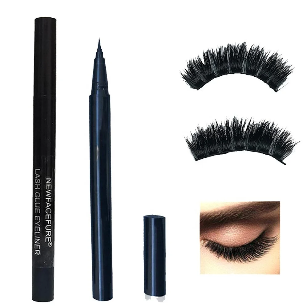 

No Logo Newest Magic black liquid eyeliner pen eyelashes self adhesive eyeliner pencil with strong lashes sticky hold