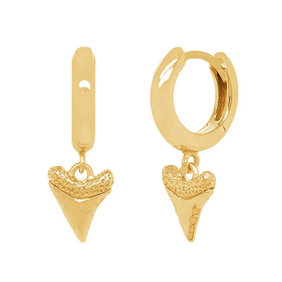 

classical jewelry earrings 925 sterling silver 14k gold plated minimalist shark tooth drop earrings