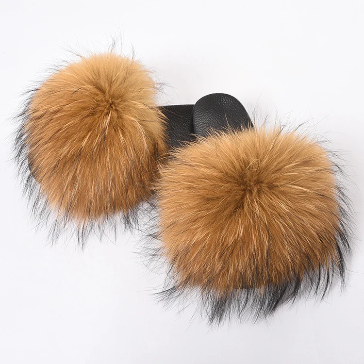 

Fashion Fur Slippers Custom Slide Slippers Furry Fur Slides For Women, Customized color