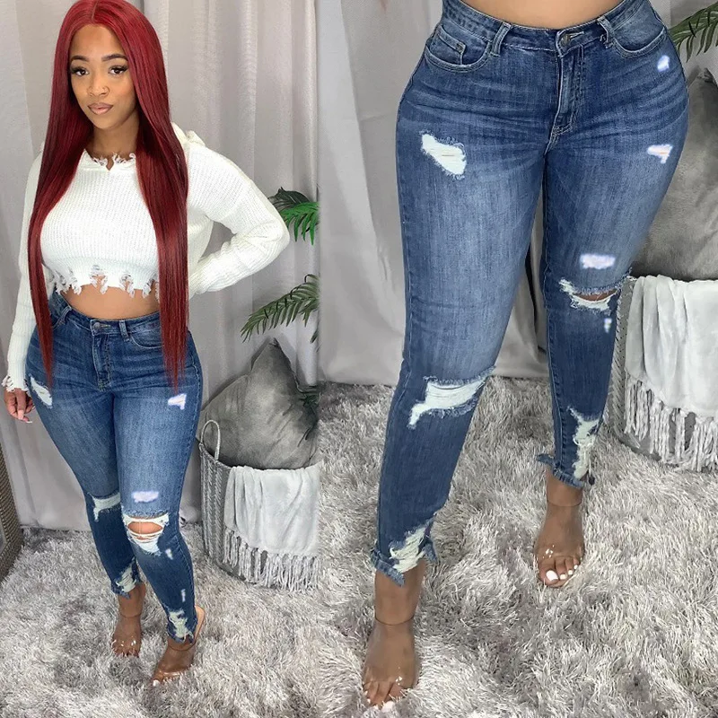 

Jeans high waist stretch big size fat guy pants pencil feet trousers women plus size jeans
