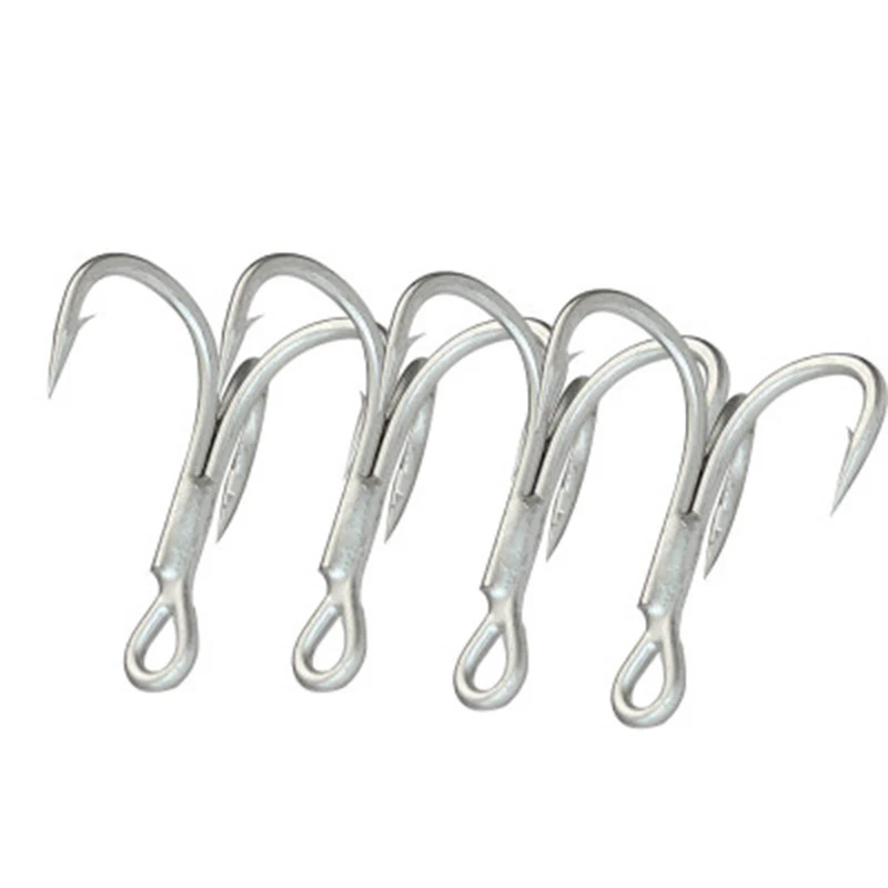 

high carbon steel triple hook fishing Saltwater fishing tin fish hook 4x strong treble hook, Silver