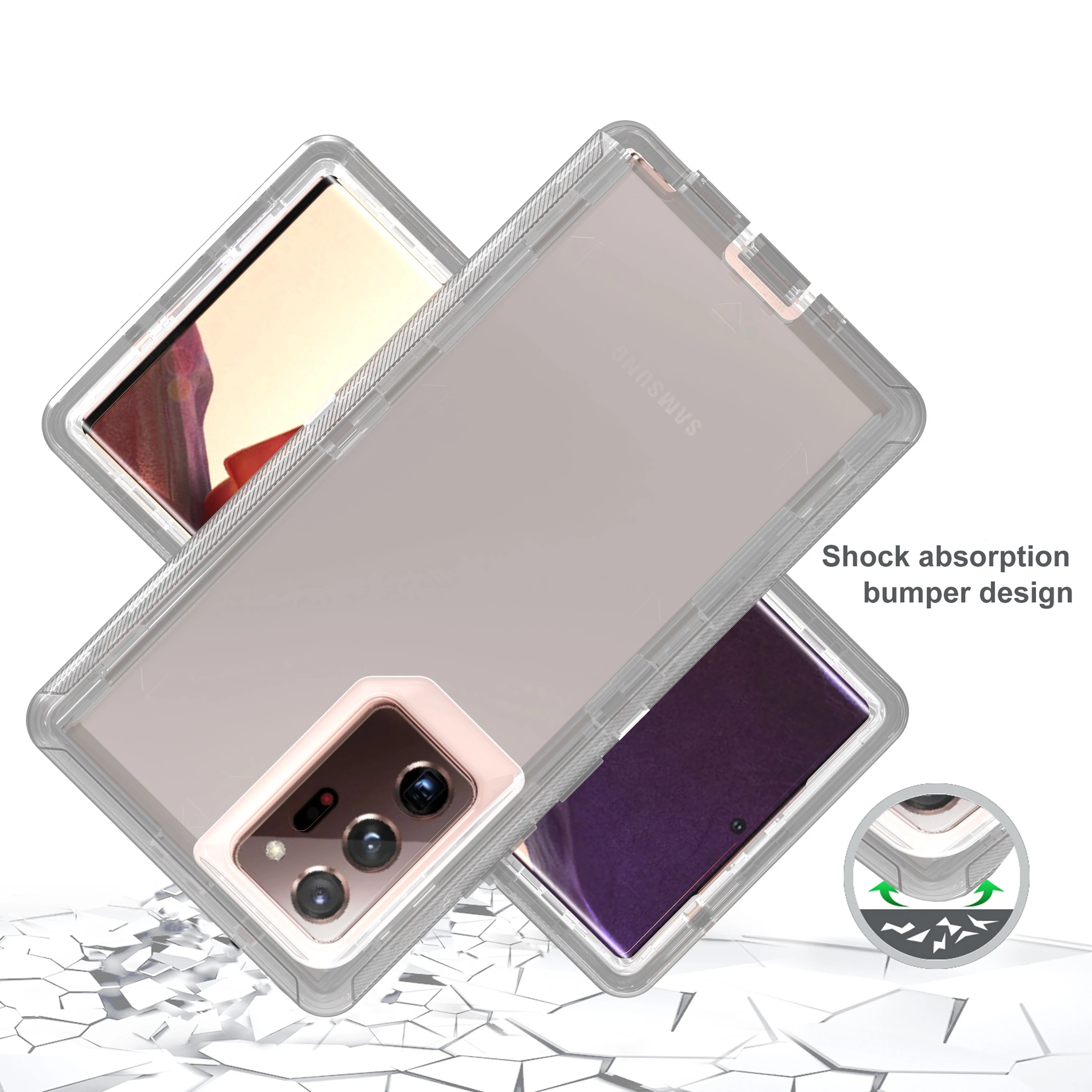 

holster blet clip robot transparent case for Samsung Note 20 ultra, 5 colors