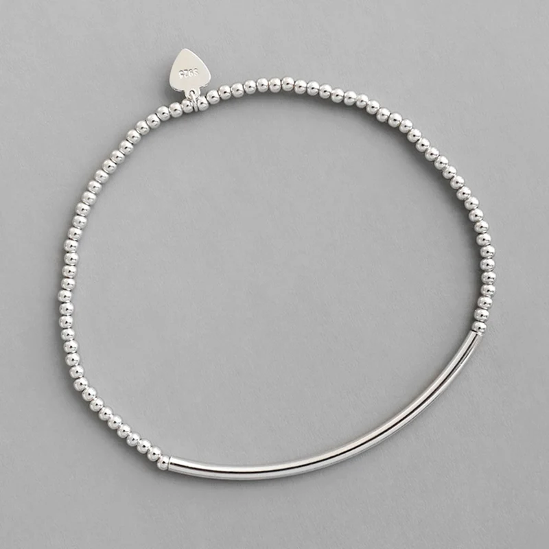 

VIVILADY 925 Sterling Silver minimalist 2mm simple round bead bracelet for women
