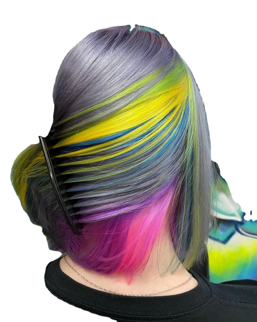 

Straight Rainbow Color Wig Women's Synthetic Hair High Temperature Fiber Cosplay Wigs For Black White Women