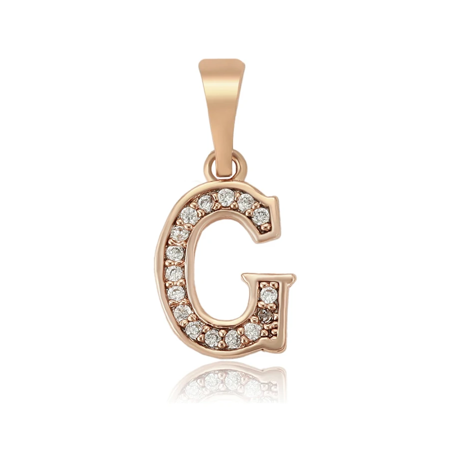 

35407 Xuping Cool and handsome high quality the entire new zircon alphabet G letter pendant without necklace jewelry, White