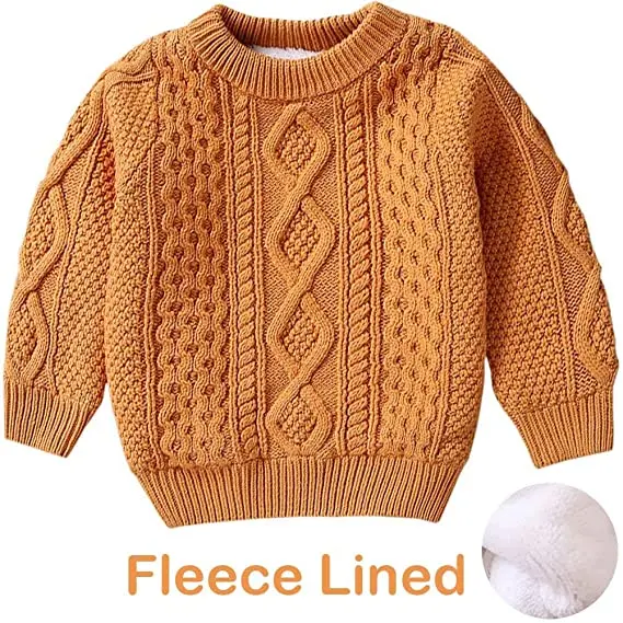 

Children clothing autumn winter boy kids fleece pullover plush Vintage Twist Warm Fleece Lined Sweater