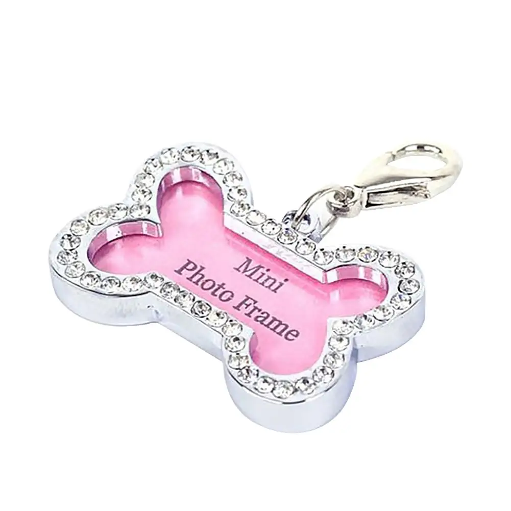 

Decorated Dog Pet Collar Necklace Jewelry Name Tag Rhinestone Crystal, Pink