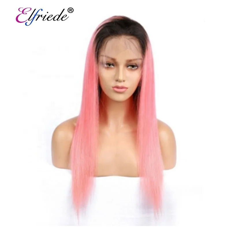 

#T 1B/Pink Straight hair Wig Top Grade Brazilian Virgin Remy Human Hair Lace Front Wigs SLD-57