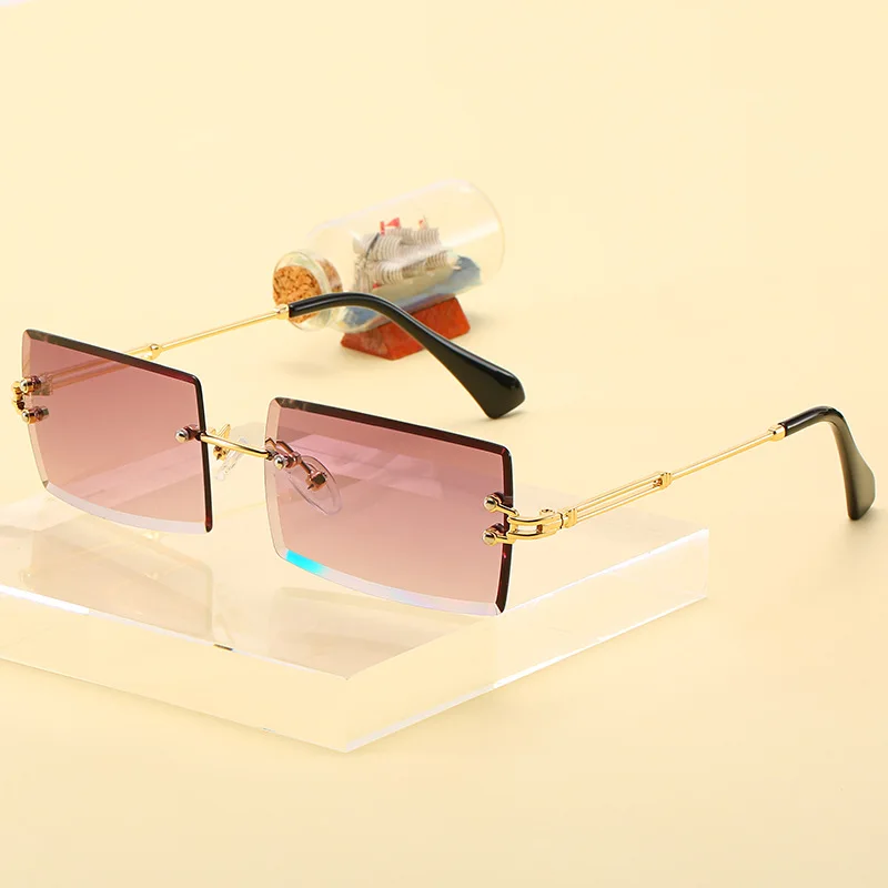 
Rimless Sunglasses 2019 Fashion Rectangle Shades Sunglasses Women Men 