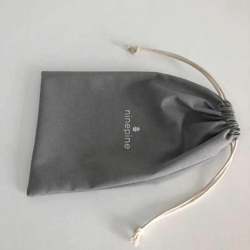 

Small Grey Cotton Draw String Bags, Natural color, off white color, white color, black color , red etc