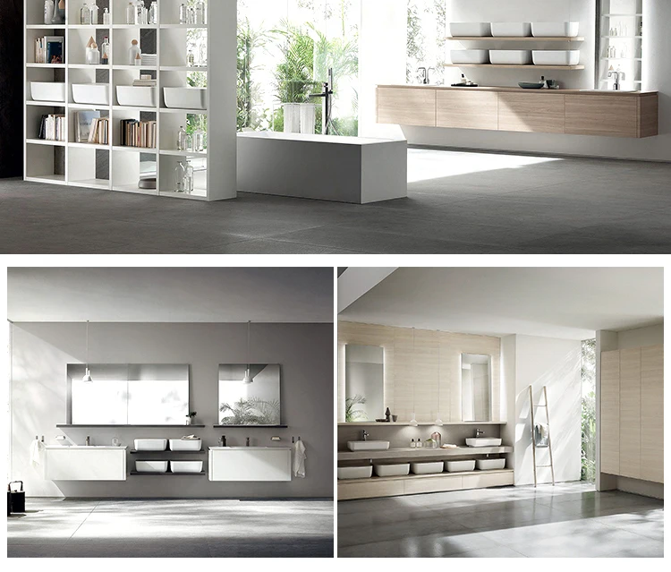 Elegant modern white and black solid wood small vanity bathroom furniture