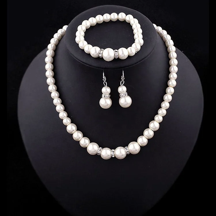 

African jewelry fashion classic personality wild imitation pearl necklace bride suit wholesale Jewelry Sets Parure Bijoux Femme