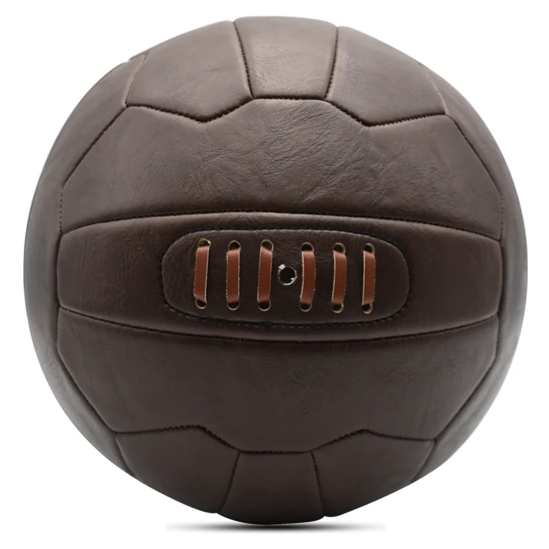 

Retro Machine Sewn Soccer Ball Double PU Leather Football With Custom Pattern