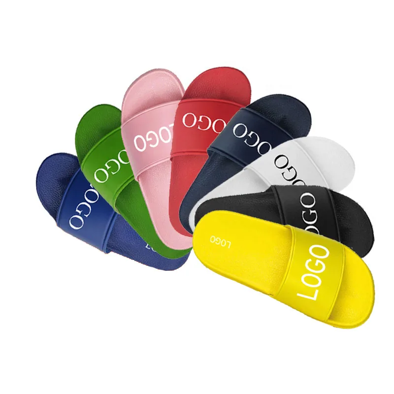 

High Quality Customized Slide-On Simple Design Beach Sport Sandals Custom Fancy Blue Slide Sandal With Logo, Pictures
