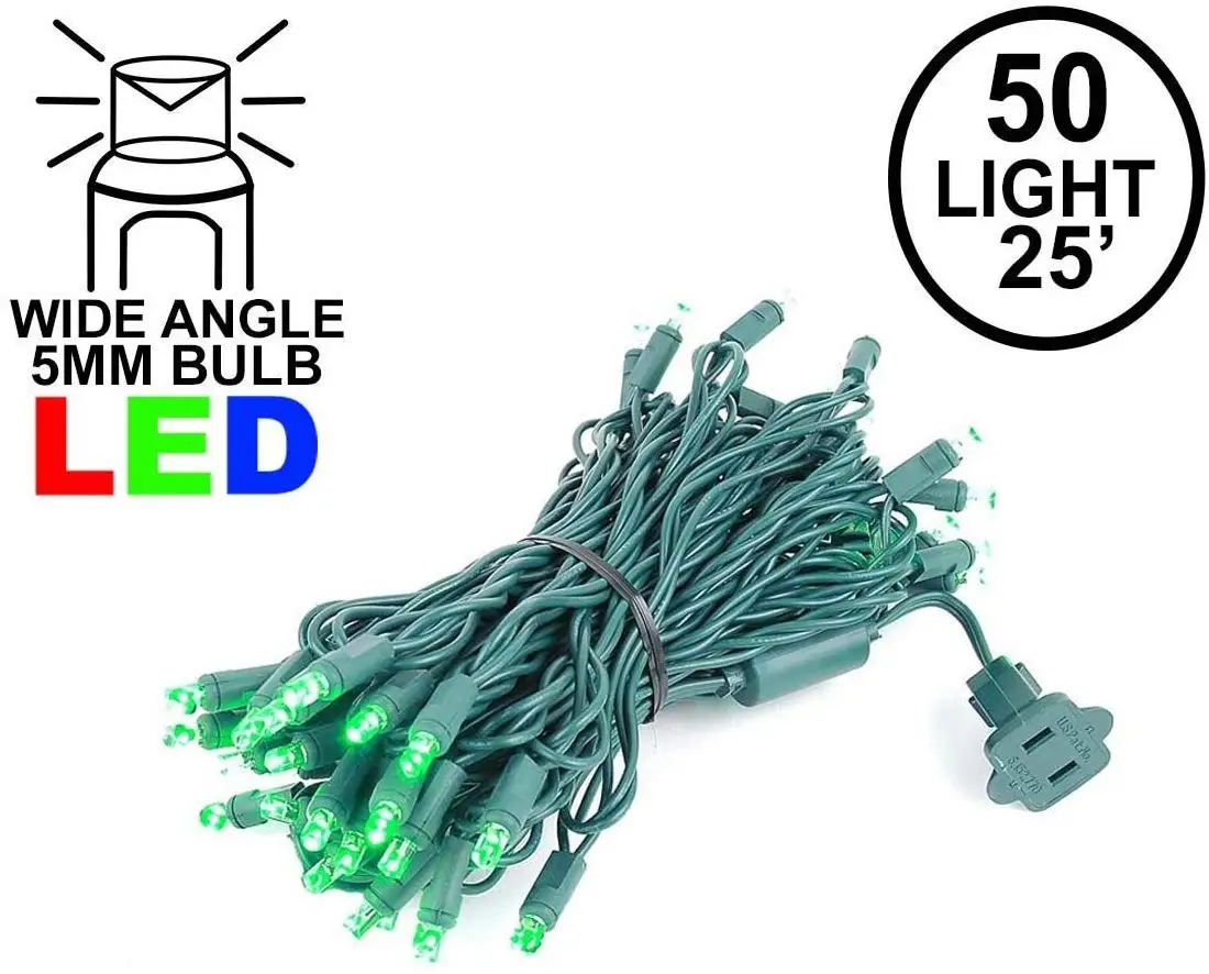 Green Commercial Grade Wide Angle Led 5mm Led Christmas Light Outdoor
