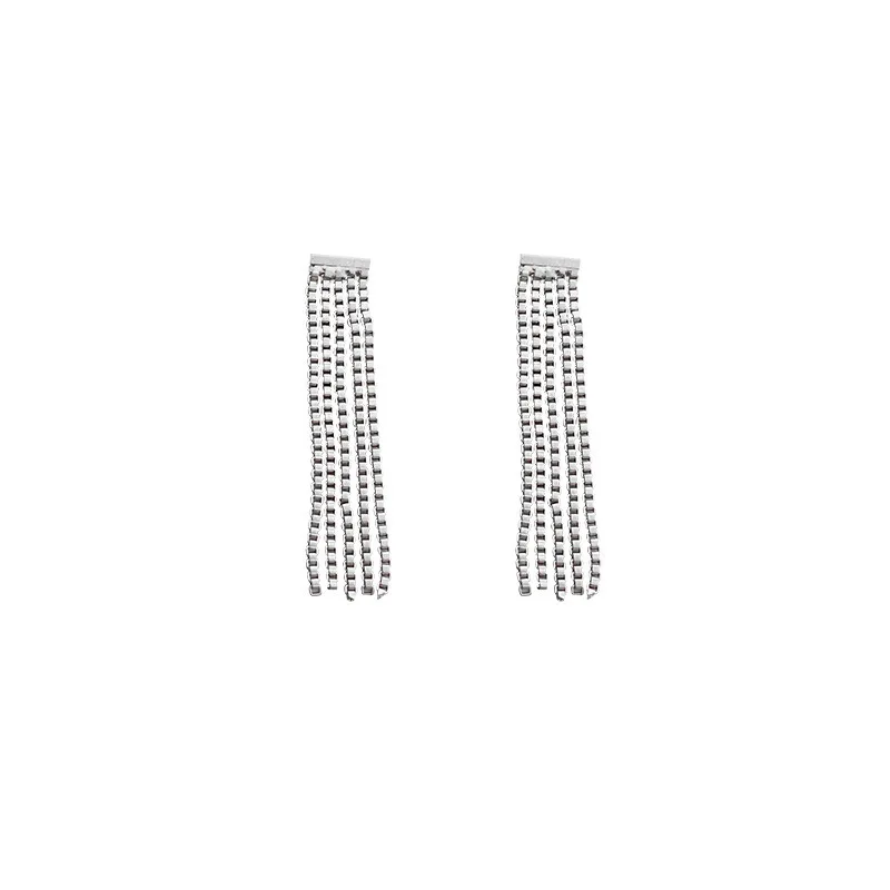 

New Trendy Classic Metal Long Tassel Thin Chain Symmetrical Earrings Simple Temperament Drop Earring Women Gift Jewelry