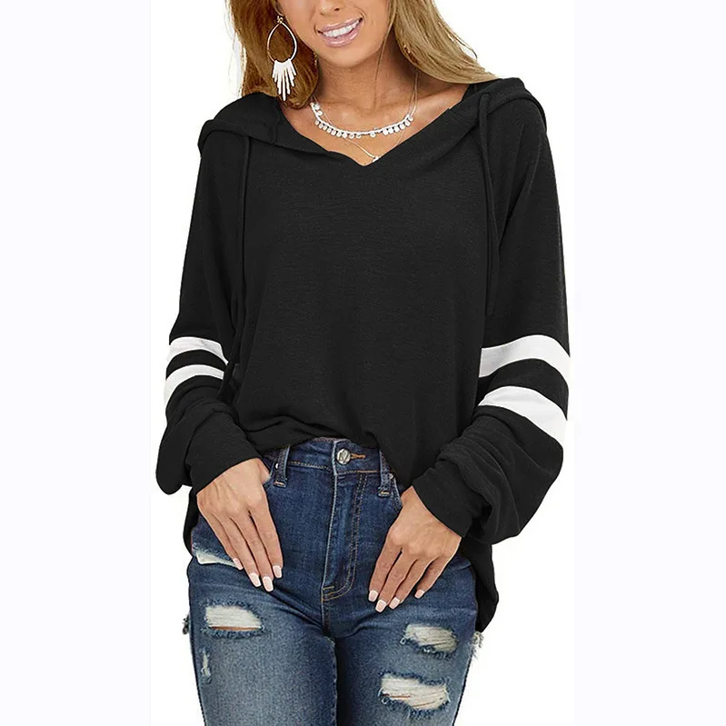 

2021 New Soft Fleece Women Hoodies White Stripe Ladies Hoodie Street wear women drop shoulder hoodies