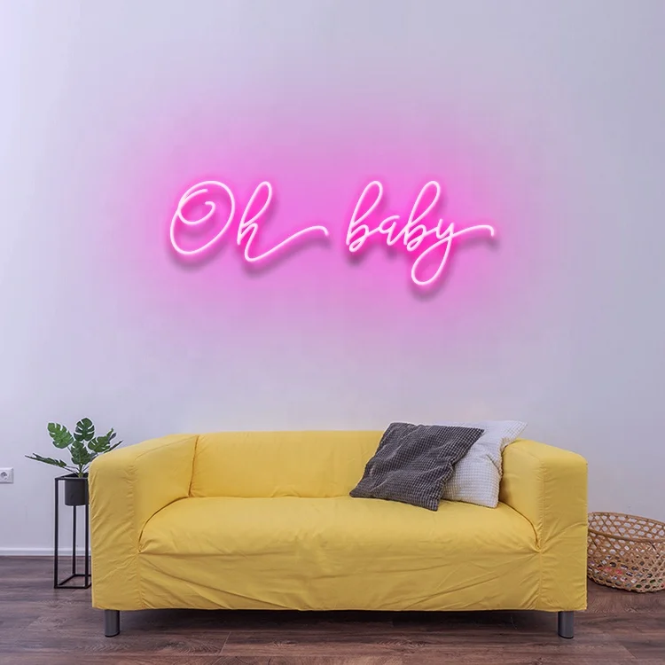 

Koncept New Arrival Free Drop Shipping 80CM 12V Silicone Flexible Custom LED Electronic Sign Letter Oh baby LED Neon Sign