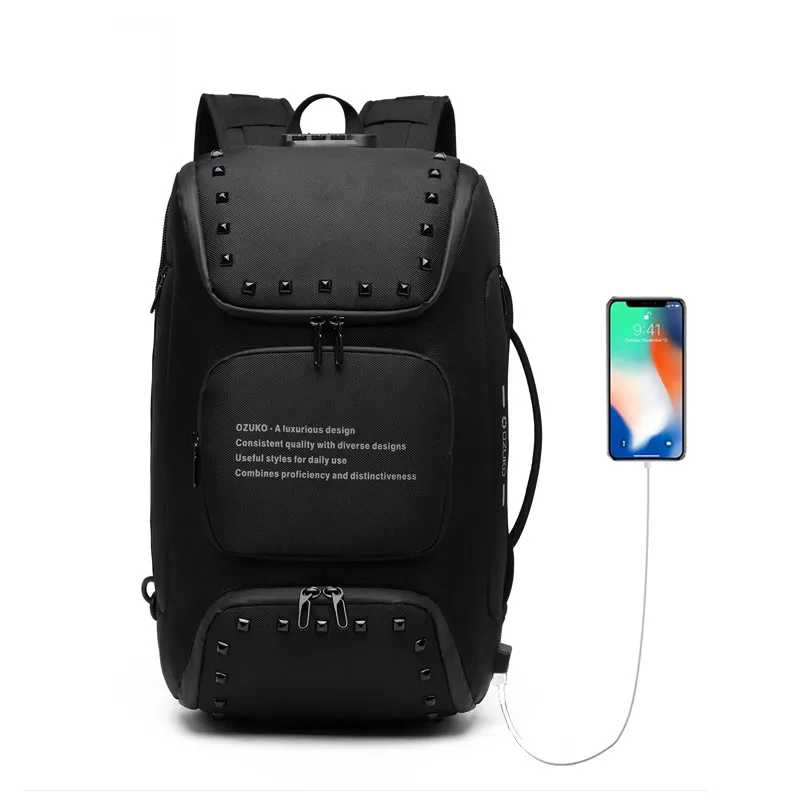 

Ozuko D9284 Usb Sublimation Smart Backpack Mochilas-Juvenil Impermeable Moto Usb Computer Laptop Bags Backpack Mens