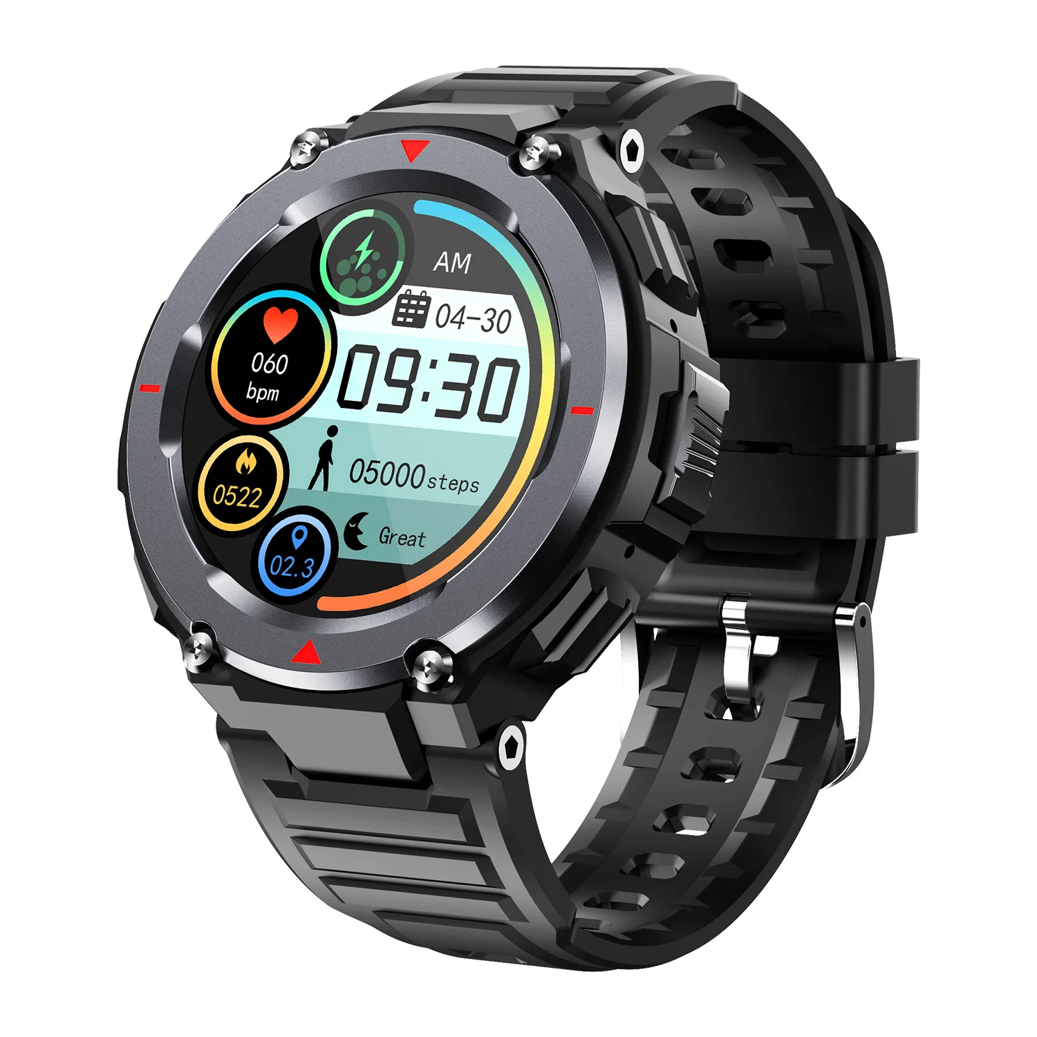 

Reloj fitness full screen Custom watch face realme sport smartwatch blood pressure monitor BT call music electronic smart watch, Black, green