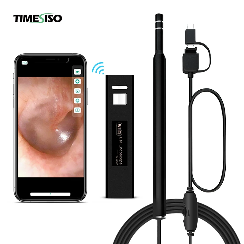 

Adjustable LED Lights 5.5mm Ear Endoscope Wifi 720P Otoscope Camera Ear Wax Cleaner with Cheap Price, Black/blue