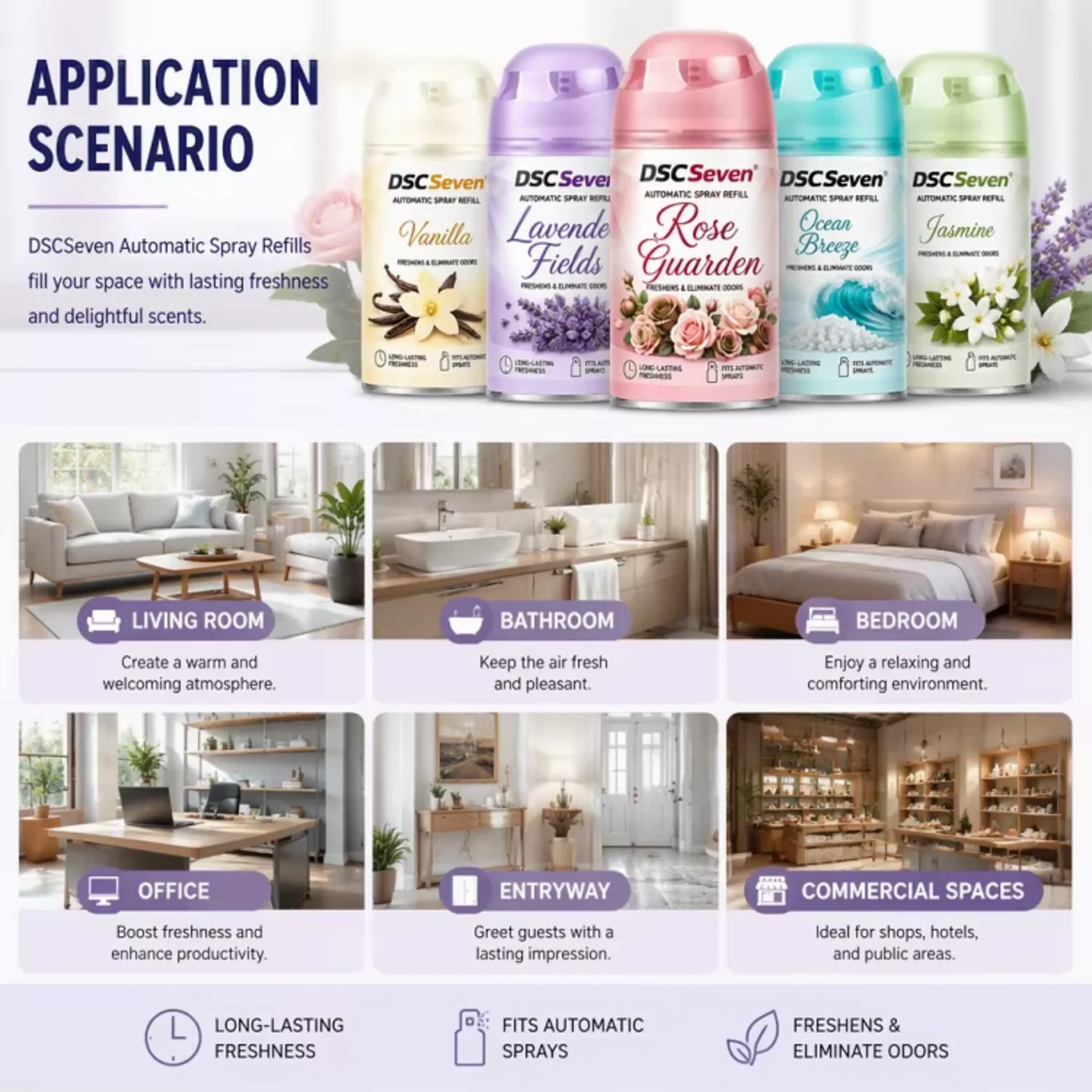 Lavender Scent Air Freshener Spray for Bedroom Automatic Spray Refill Air Freshener