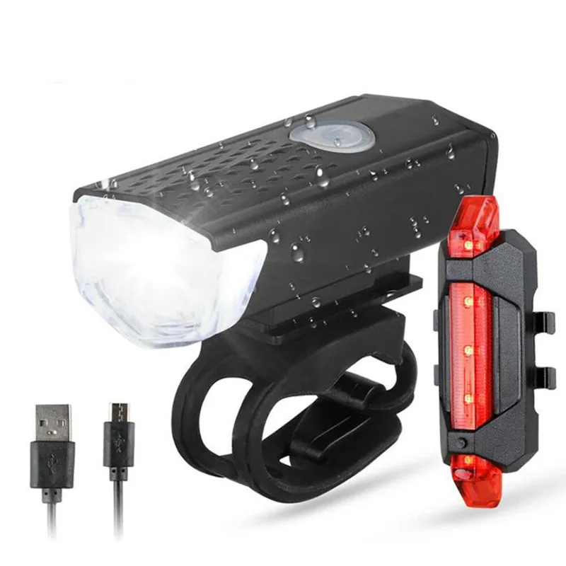 

Super Bright Bike Front Light IP65 Waterproof 4 Modes Cycling Light Flashlight Torch USB Rechargeable Tail Light, Black