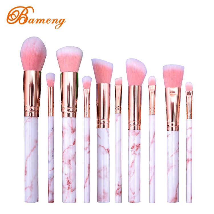 

Private label Marble Makeup Brushes 10PCS Beauty Brushes Makeup Cosmetics Kit Foundation Powder Blush Contour Make up brush