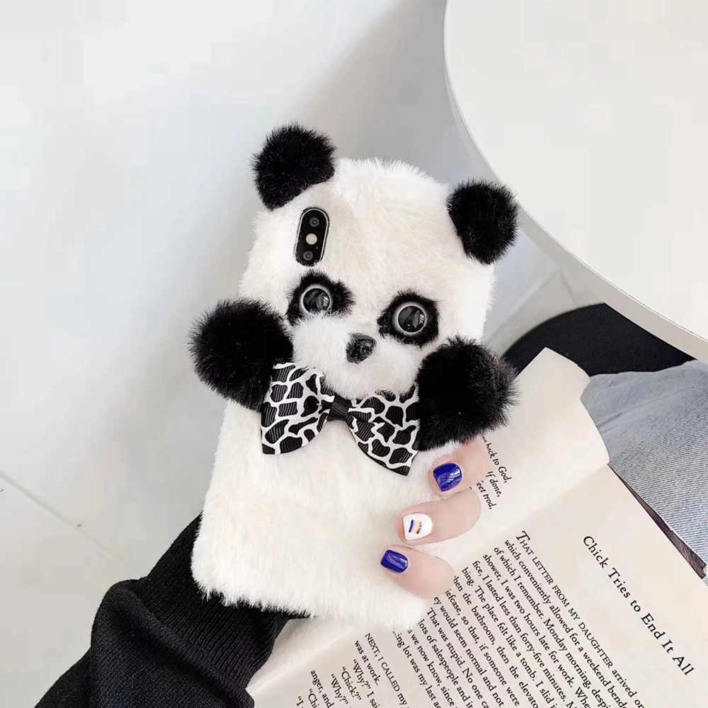 new arrivals 3d panda furry for iphone case 7 x xr winter fur