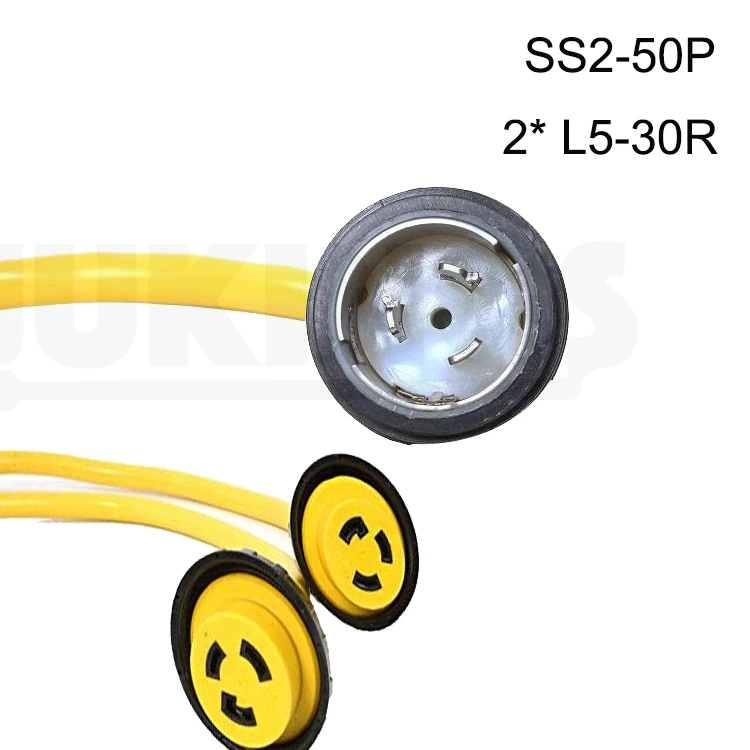 Marine & Rv Cords 125/250v 50 Amp Male X (2) 30a Female Marine Y