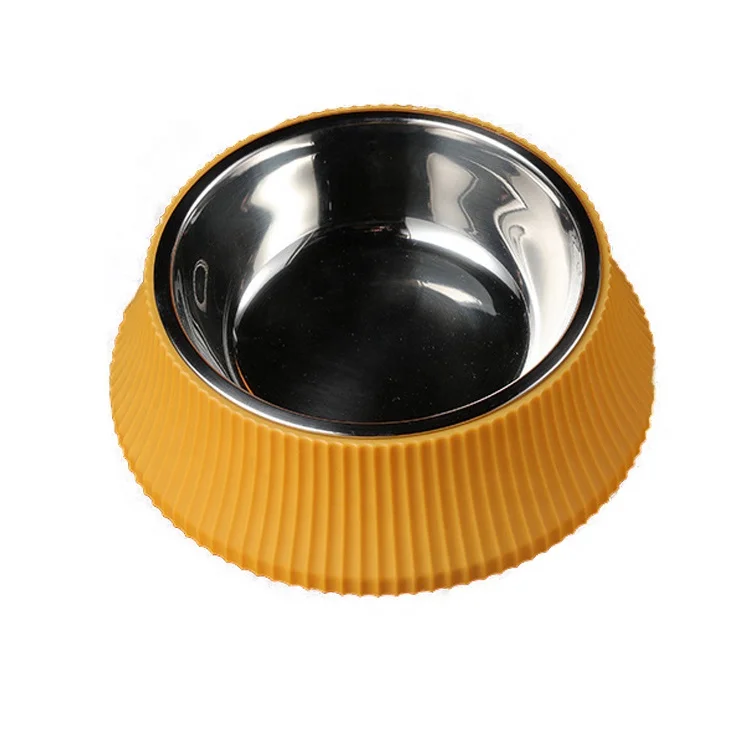 

Wholesale Pet Food Bowl with Base Roman Column Design Stainless Steel Durable Cat Dog Bowl, Blue/orange