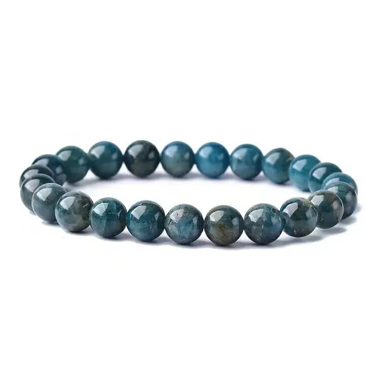 

Natural Blue Apatite Bracelet Crystal 6mm-10mm Stone Beads for Men and Women Elastic String Beaded Apatite Healing Bracelets