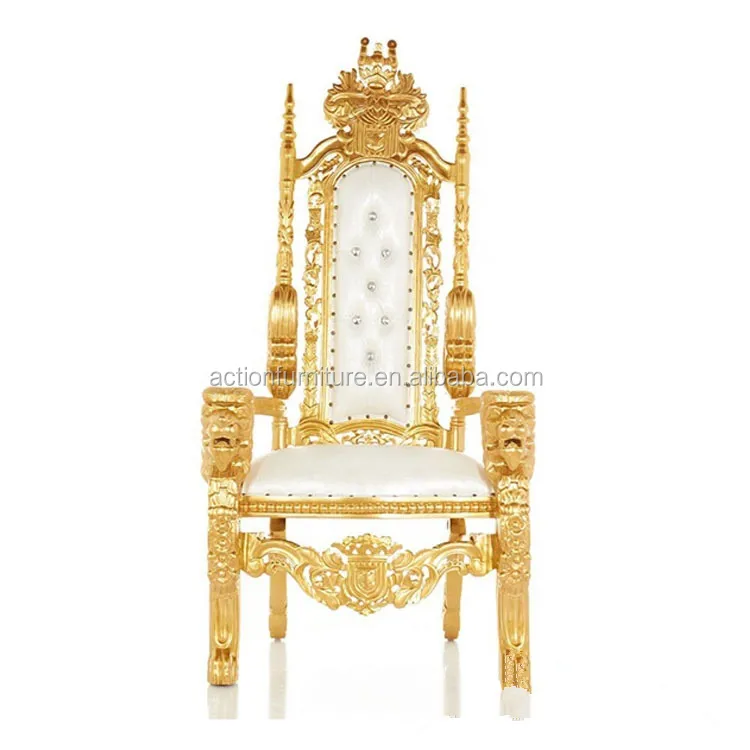 
Hot Sale Cheap Royal Throne King Queen Stainless Steel Golden High Back Luxury Wedding Chairs Banquet Chairs 