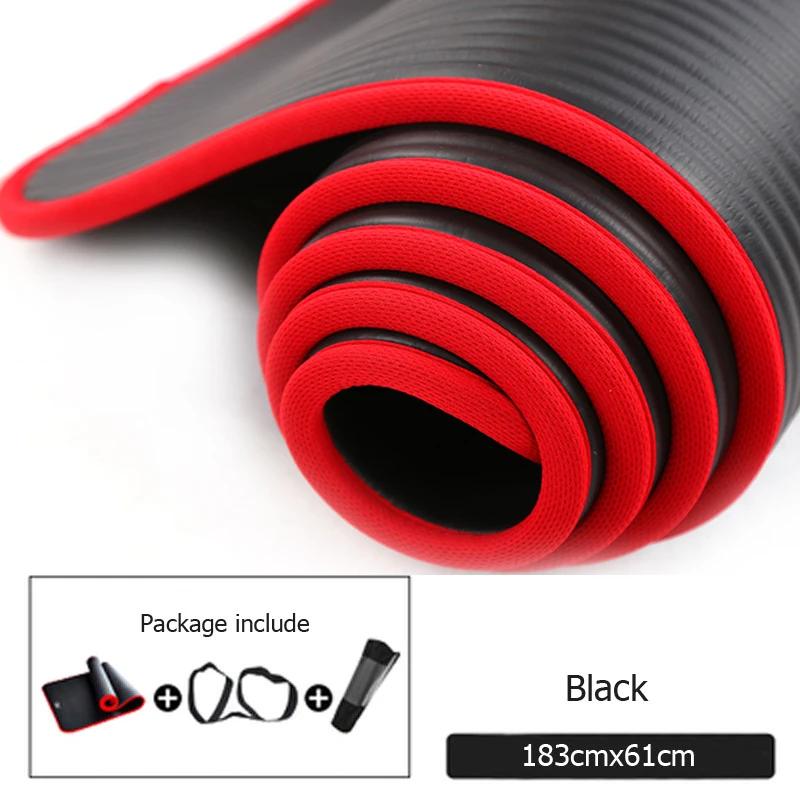 

New 10mm Thickened Non-slip 183cmX61cm Mat NBR Fitness Gym Mats Sports Cushion Gymnastic Pilates Pads With Yoga Bag & Strap