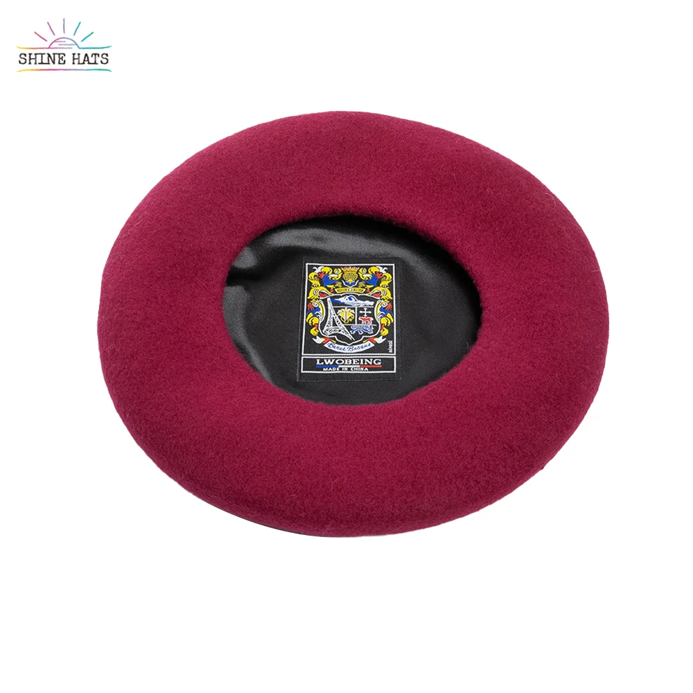 

Shinehats Custom Luxury Colorful women berrete embroidered berets femme 100% wool boina hat caps beret high quality wholesale