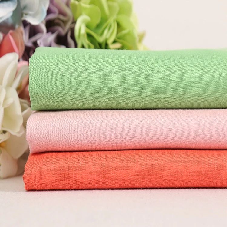 

14s Plain Color Pure 100% Linen Fabric 145GSM Woven Style Dress Casual Cotton Linen Fabric