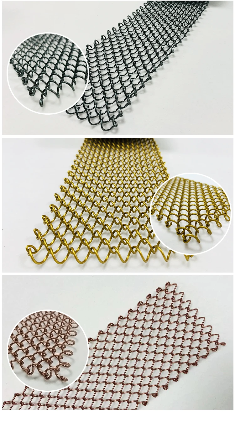 Metal coil drapery cascade fire screen for fireplace