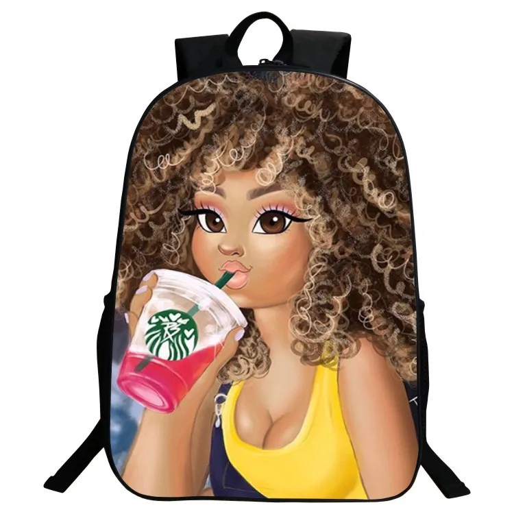 

2020 Amazon hot sale ready to ship stocked school bags Black Art African American Girl book bags mini backpack for kids, Customized kids school bags backpack