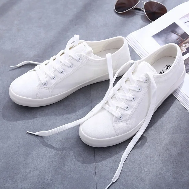 

Free Shipping Simple Design Plain White Students Canvas Shoes Cheap Price School Casual Shoe, Requirement