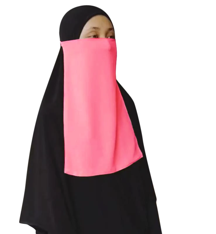 

Hot Sale Solid Color Ramadan Muslim Hijab Cover Women Muslim Face Veil Burka Niqab, As picture