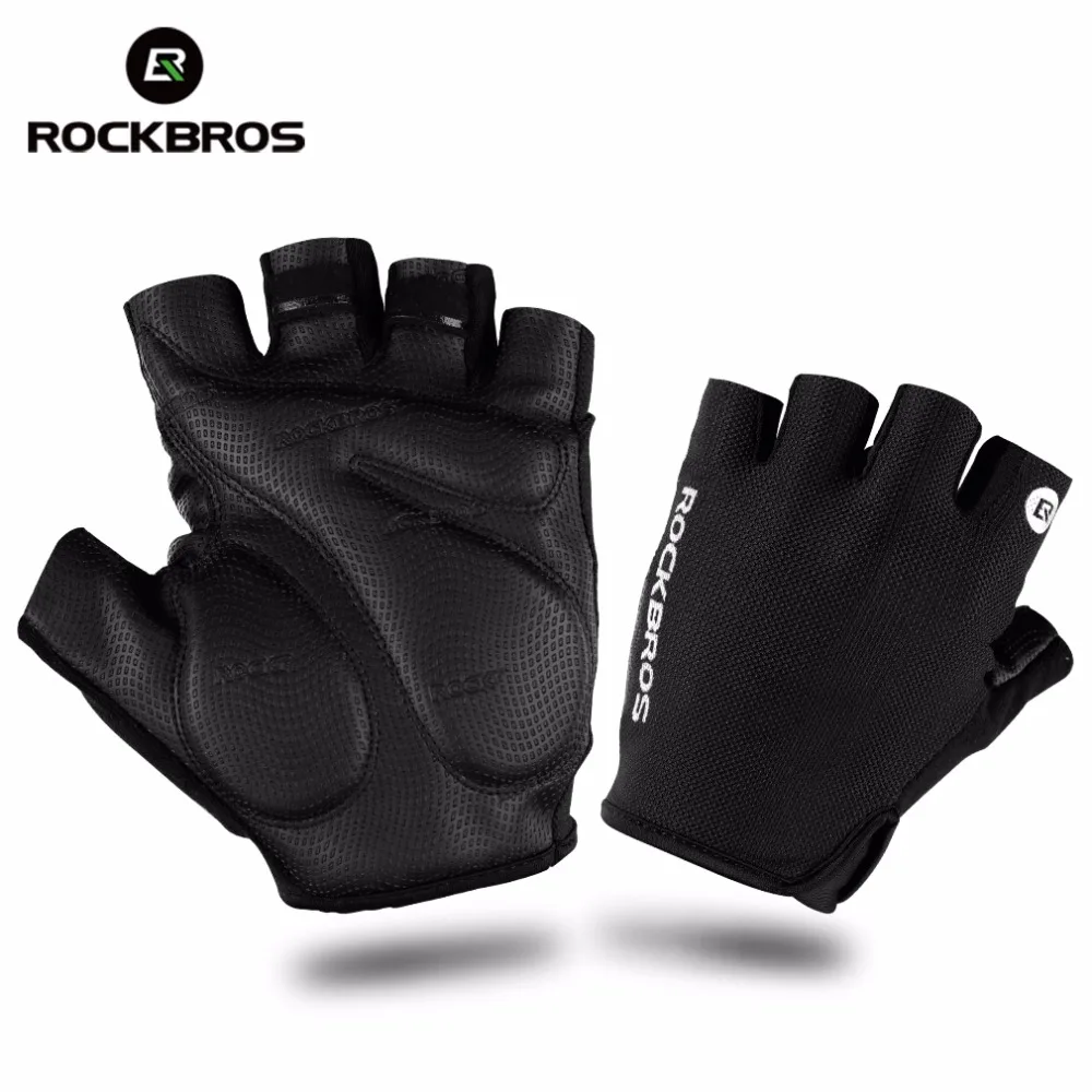 

ROCKBROS Unisex Bike Fingerless Gloves Shockproof Breathable Men Women Summer MTB Mountain Sports Cycling Half Finger Gloves, Black/red