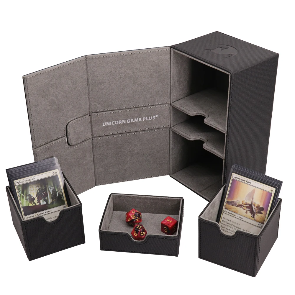 

NEW TEXTURE Black Twin Flip N Tray Xeno 200+ Premium PU leather Game Deck Box